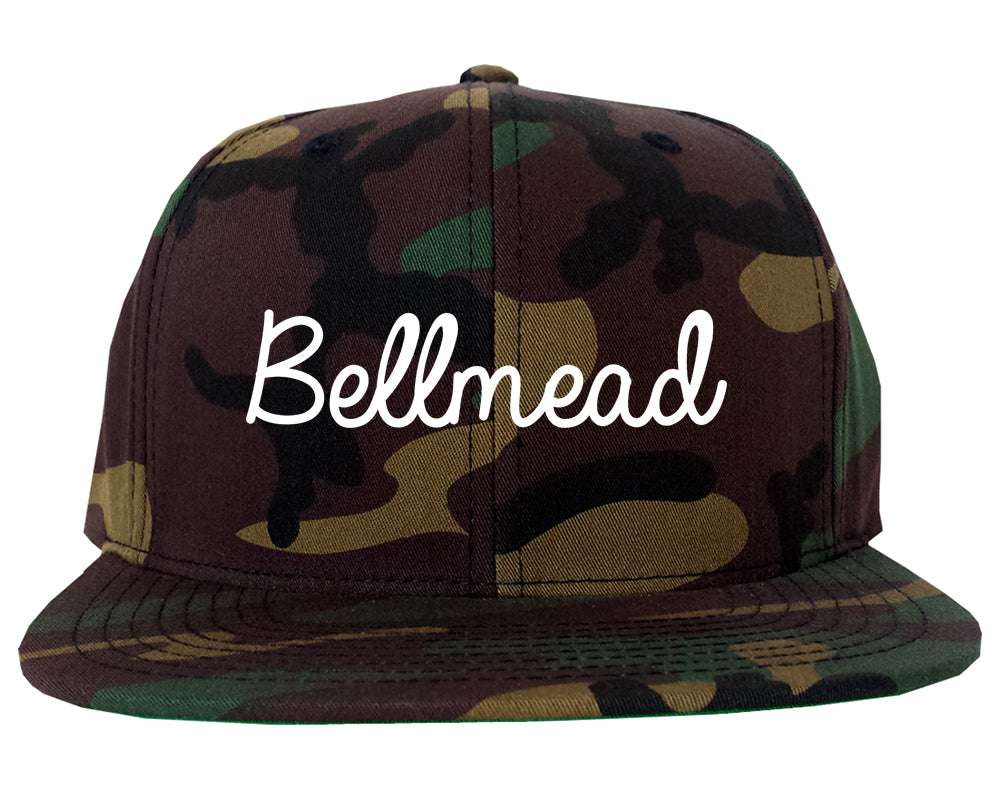 Bellmead Texas TX Script Mens Snapback Hat Army Camo