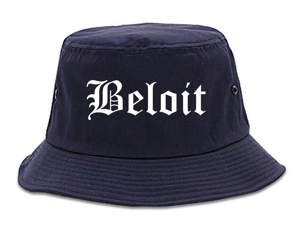 Beloit Wisconsin WI Old English Mens Bucket Hat Navy Blue
