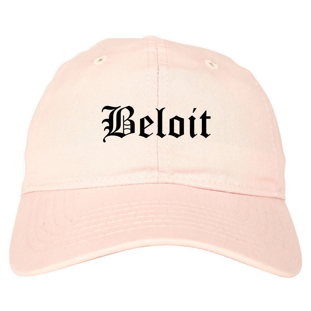 Beloit Wisconsin WI Old English Mens Dad Hat Baseball Cap Pink