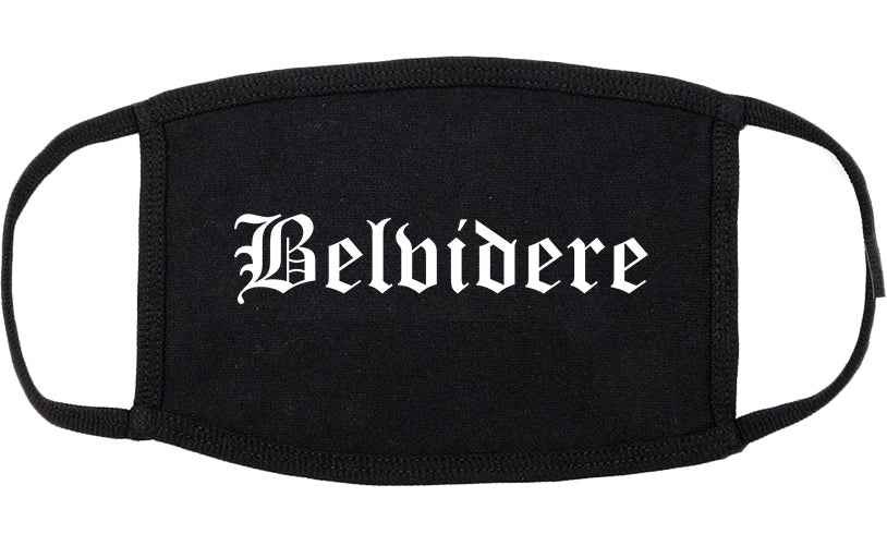 Belvidere Illinois IL Old English Cotton Face Mask Black