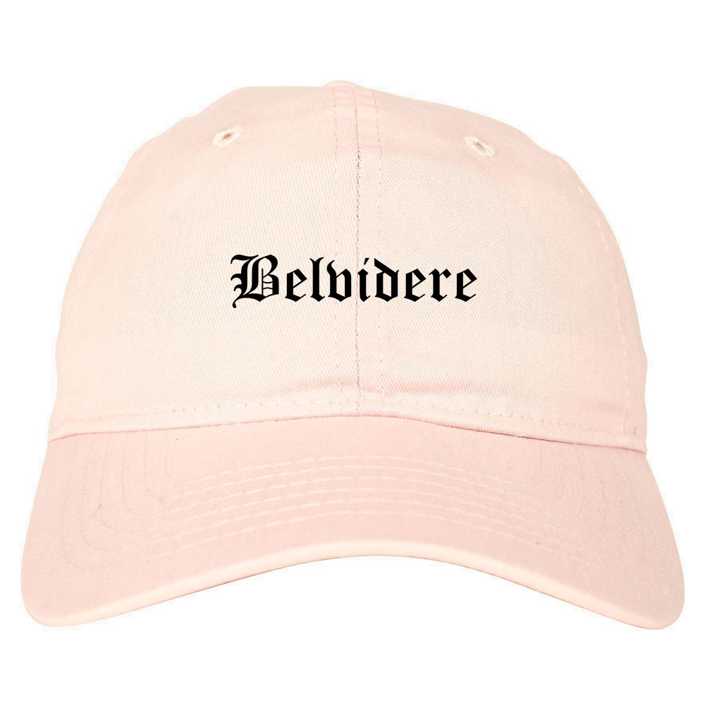 Belvidere Illinois IL Old English Mens Dad Hat Baseball Cap Pink