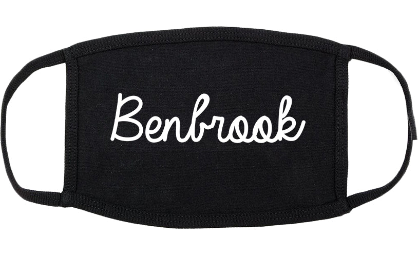 Benbrook Texas TX Script Cotton Face Mask Black
