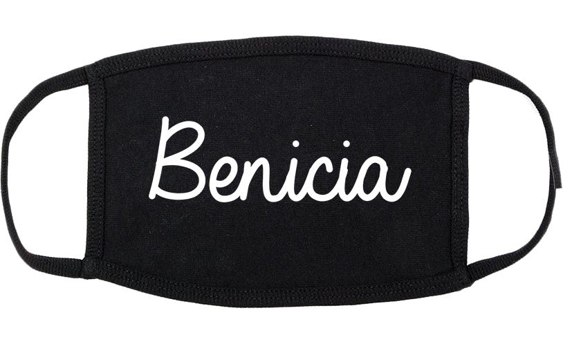 Benicia California CA Script Cotton Face Mask Black