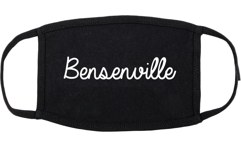 Bensenville Illinois IL Script Cotton Face Mask Black