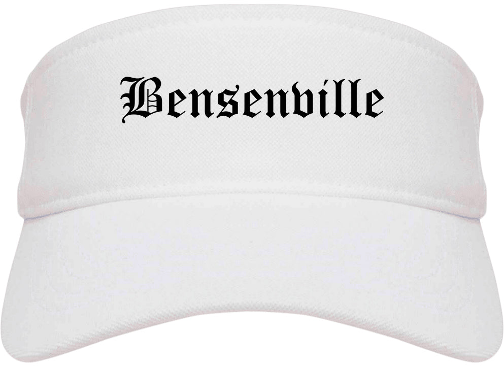 Bensenville Illinois IL Old English Mens Visor Cap Hat White