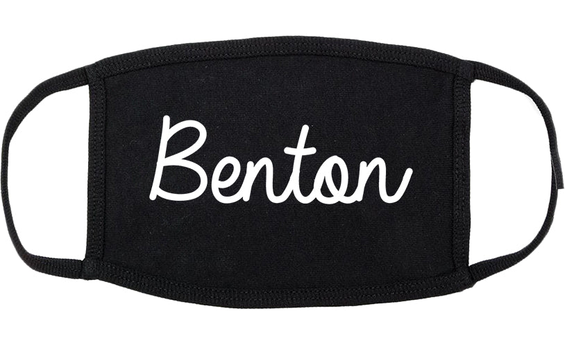 Benton Illinois IL Script Cotton Face Mask Black