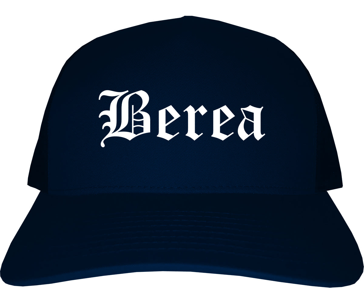 Berea Kentucky KY Old English Mens Trucker Hat Cap Navy Blue