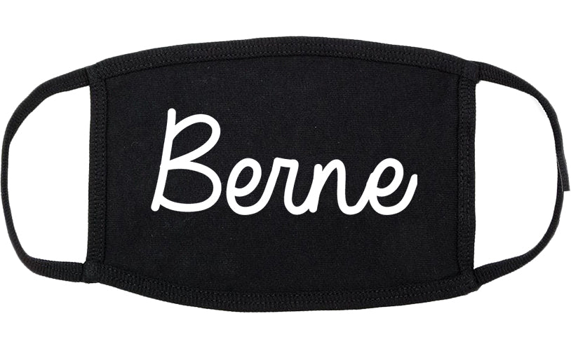 Berne Indiana IN Script Cotton Face Mask Black