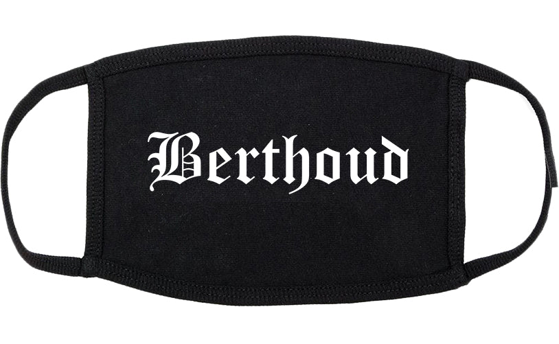 Berthoud Colorado CO Old English Cotton Face Mask Black