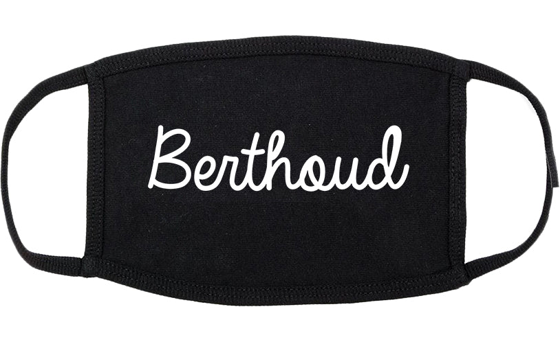 Berthoud Colorado CO Script Cotton Face Mask Black