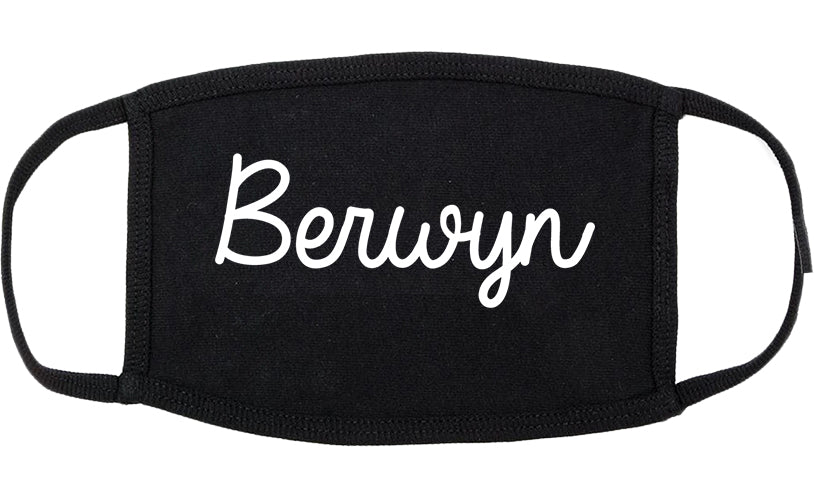 Berwyn Illinois IL Script Cotton Face Mask Black