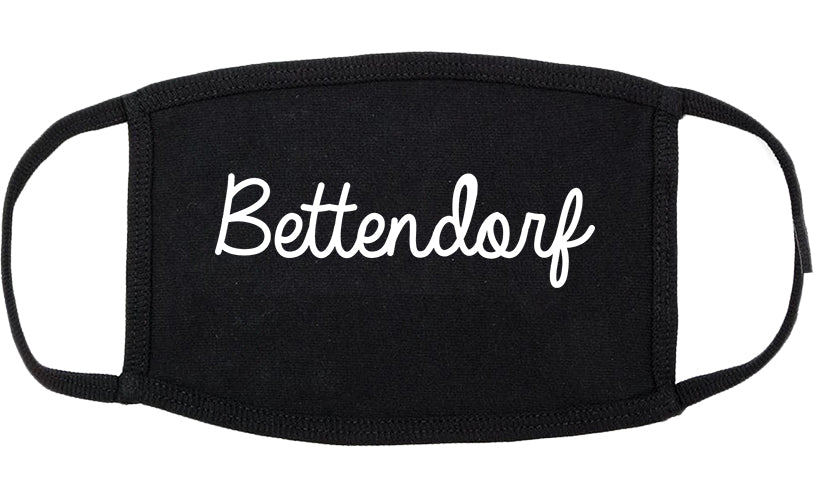 Bettendorf Iowa IA Script Cotton Face Mask Black