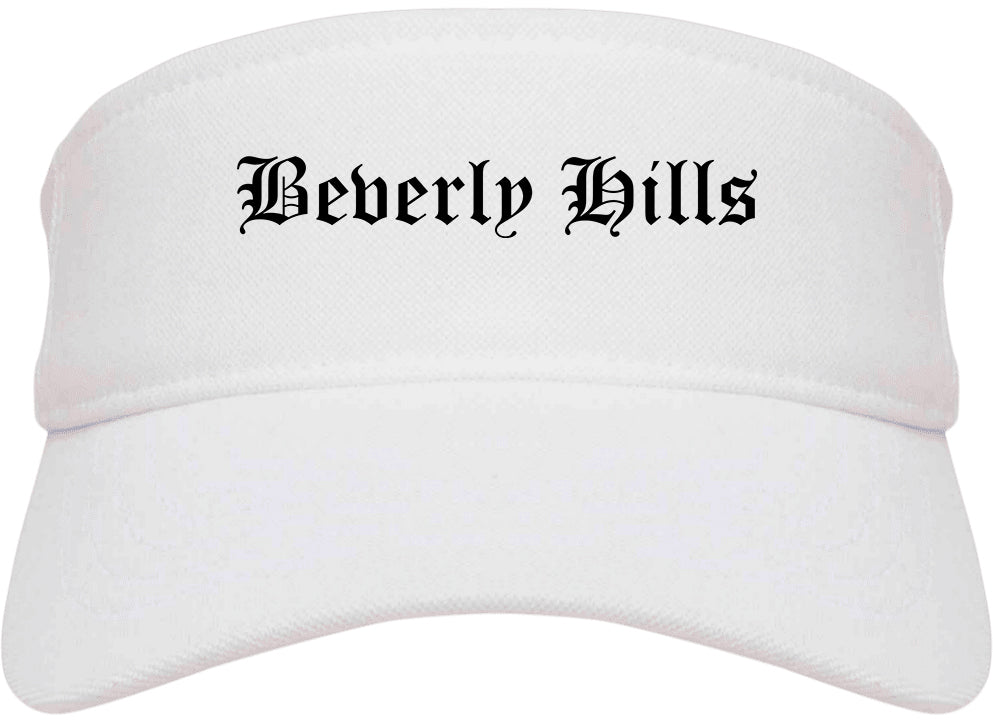 Beverly Hills California CA Old English Mens Visor Cap Hat White