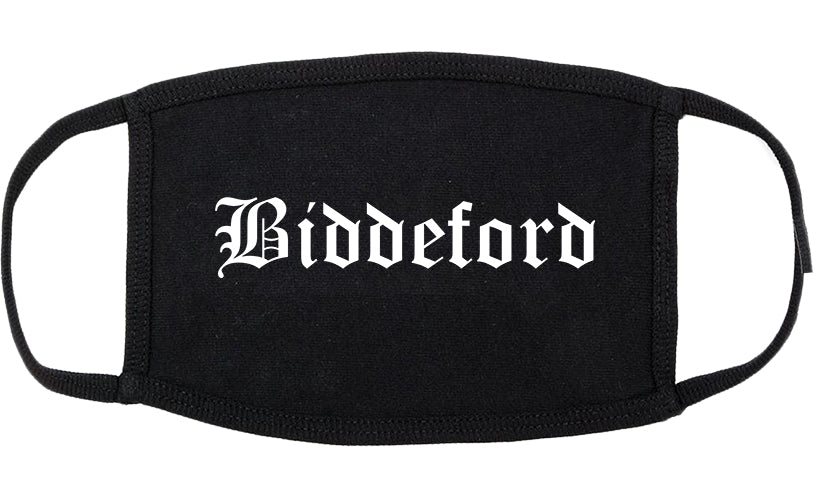 Biddeford Maine ME Old English Cotton Face Mask Black