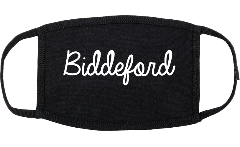 Biddeford Maine ME Script Cotton Face Mask Black