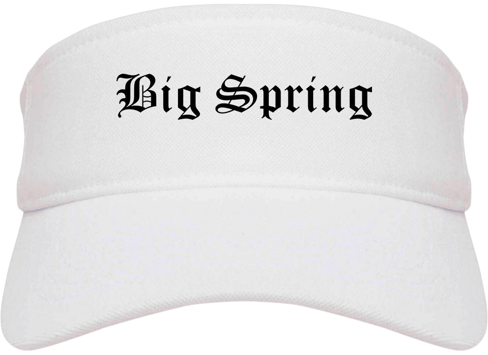 Big Spring Texas TX Old English Mens Visor Cap Hat White