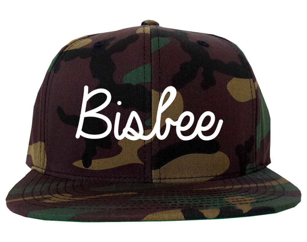 Bisbee Arizona AZ Script Mens Snapback Hat Army Camo