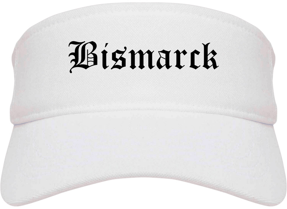 Bismarck North Dakota ND Old English Mens Visor Cap Hat White