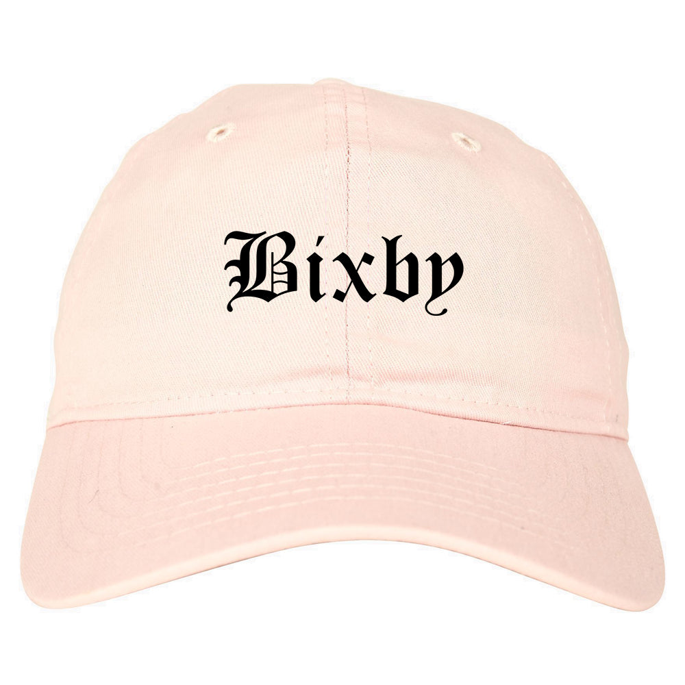Bixby Oklahoma OK Old English Mens Dad Hat Baseball Cap Pink