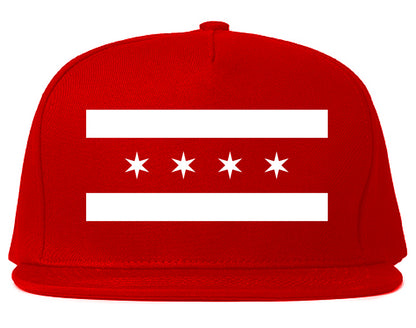 Black And White Chicago Illinois Flag Mens Snapback Hat Red