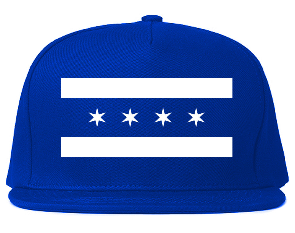 Black And White Chicago Illinois Flag Mens Snapback Hat Royal Blue