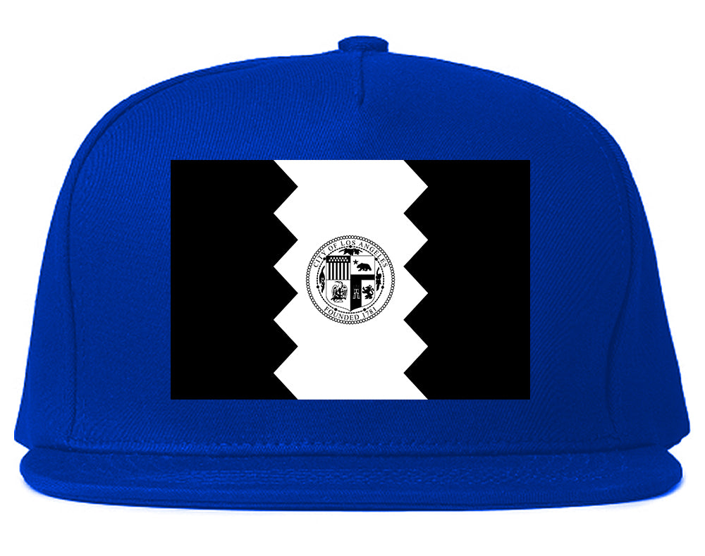 Black And White Flag Of Los Angeles California Mens Snapback Hat Royal Blue