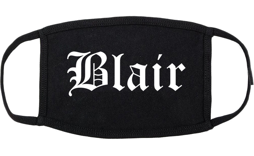 Blair Nebraska NE Old English Cotton Face Mask Black
