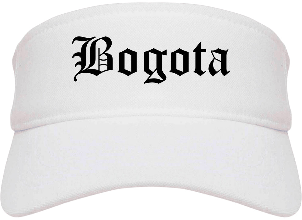 Bogota New Jersey NJ Old English Mens Visor Cap Hat White