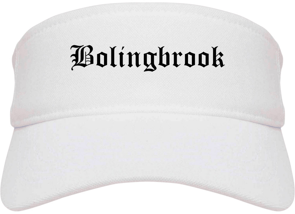 Bolingbrook Illinois IL Old English Mens Visor Cap Hat White