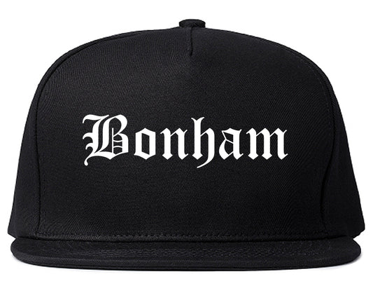 Bonham Texas TX Old English Mens Snapback Hat Black
