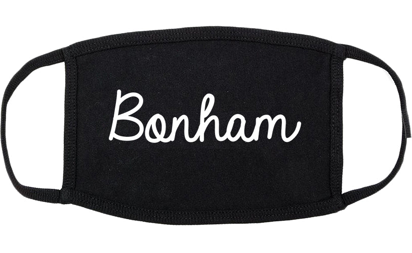 Bonham Texas TX Script Cotton Face Mask Black