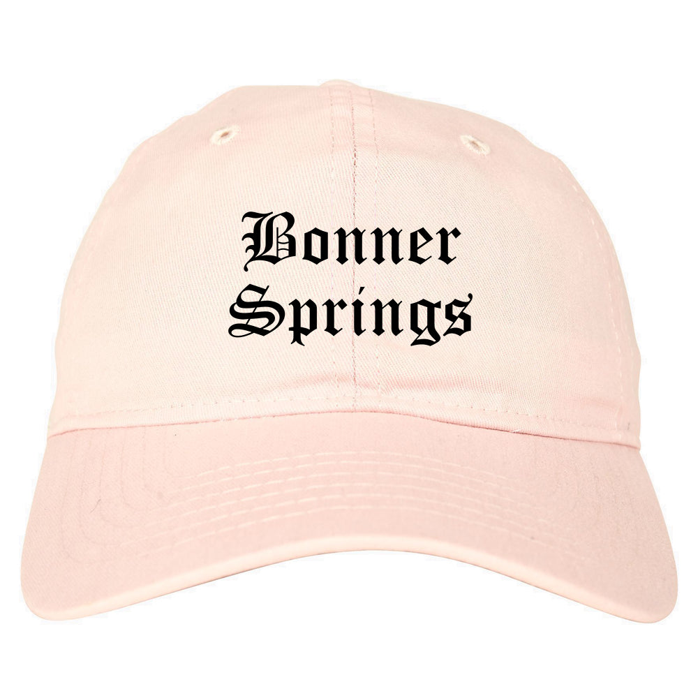Bonner Springs Kansas KS Old English Mens Dad Hat Baseball Cap Pink