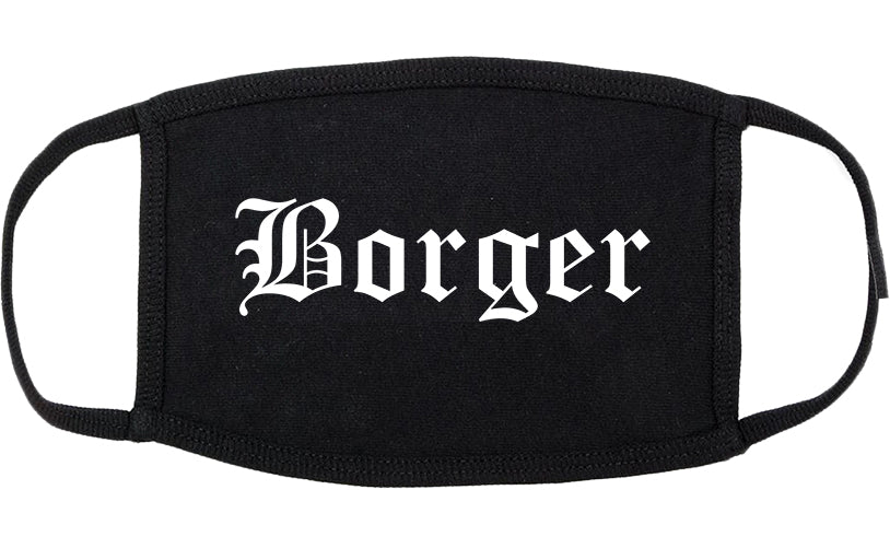 Borger Texas TX Old English Cotton Face Mask Black