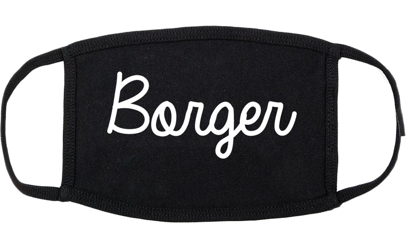 Borger Texas TX Script Cotton Face Mask Black
