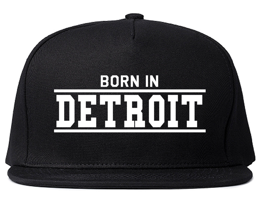 Born In Detroit Michigan Mens Snapback Hat Black