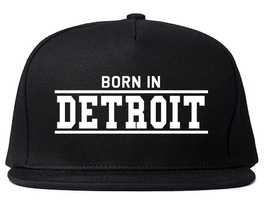 Born In Detroit Michigan Mens Snapback Hat Black