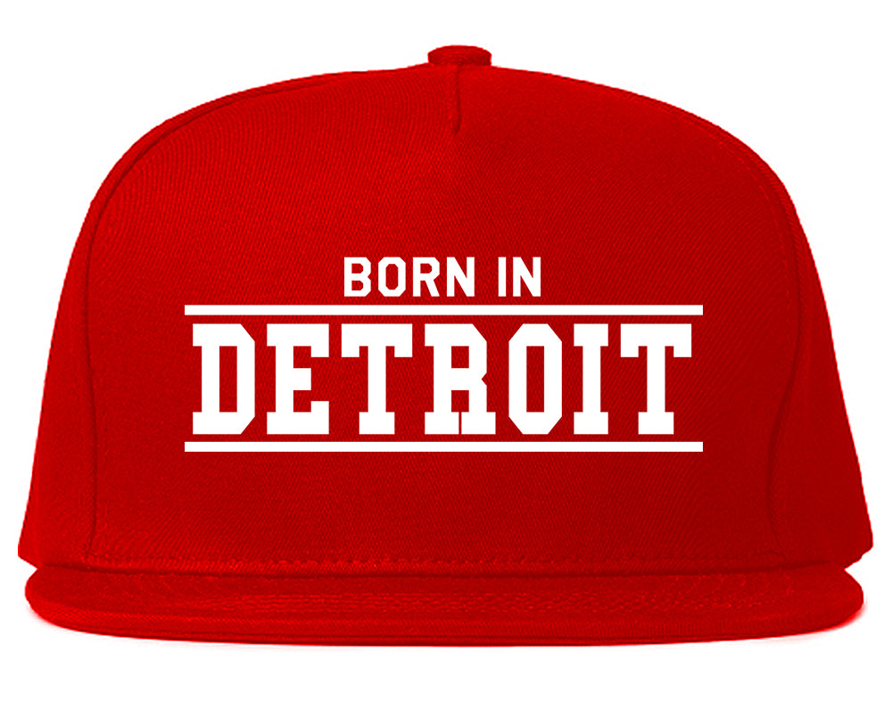 Born In Detroit Michigan Mens Snapback Hat Red