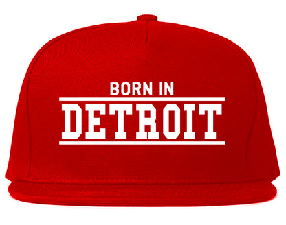 Born In Detroit Michigan Mens Snapback Hat Red