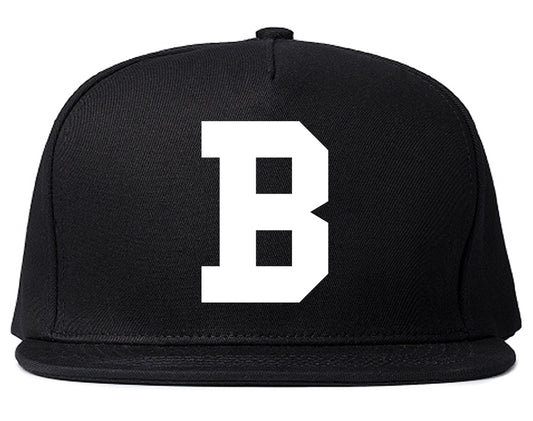 Boston B Letter Mens Snapback Hat Black