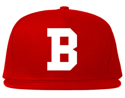 Boston B Letter Mens Snapback Hat Red