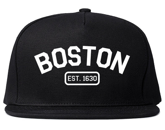 Boston Est 1630 Vintage Mens Snapback Hat Black