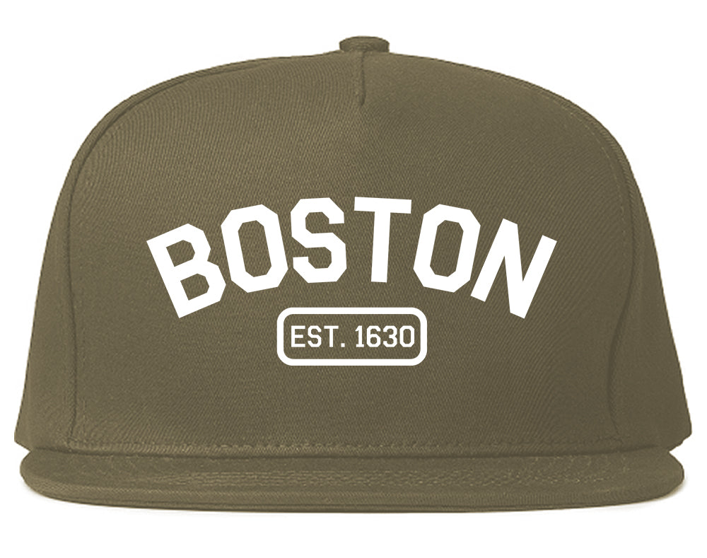 Boston Est 1630 Vintage Mens Snapback Hat Grey