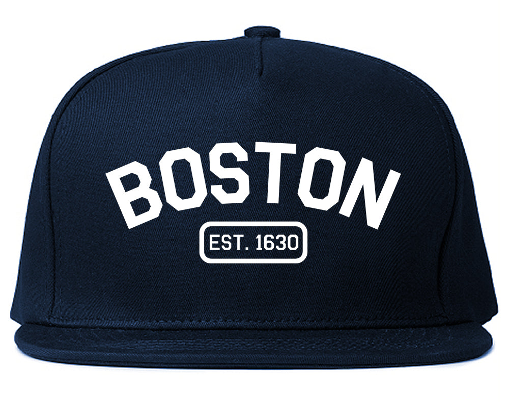 Boston Est 1630 Vintage Mens Snapback Hat Navy Blue