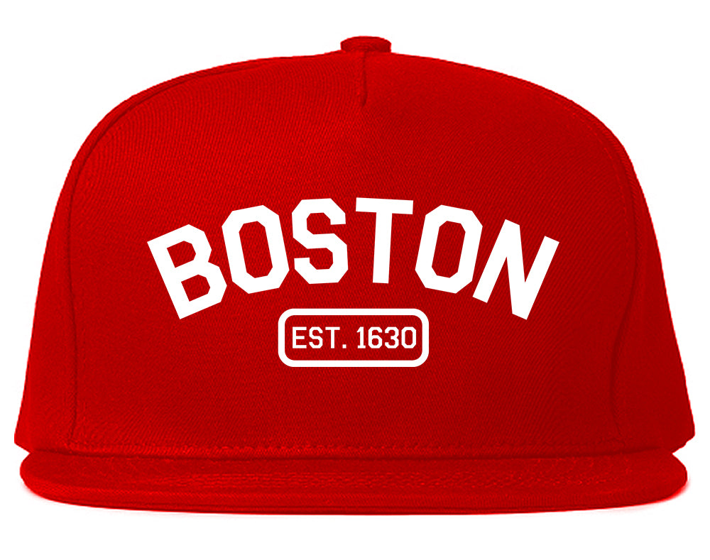 Boston Est 1630 Vintage Mens Snapback Hat Red