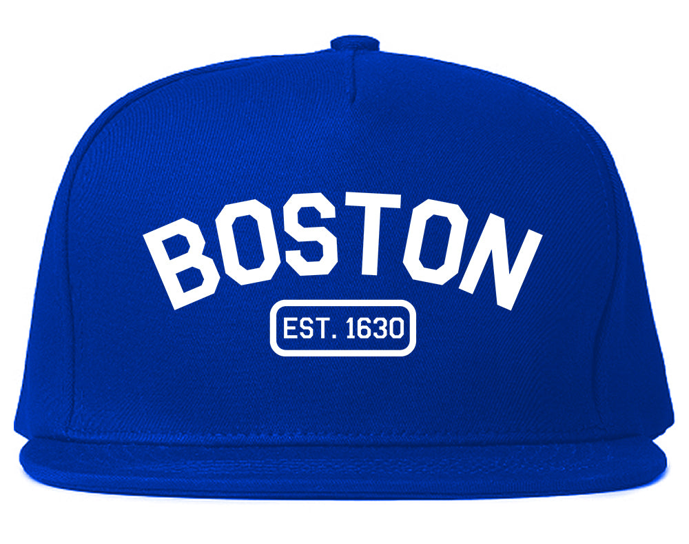 Boston Est 1630 Vintage Mens Snapback Hat Royal Blue