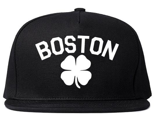 Boston Irish Four Leaf Clover Mens Snapback Hat Black
