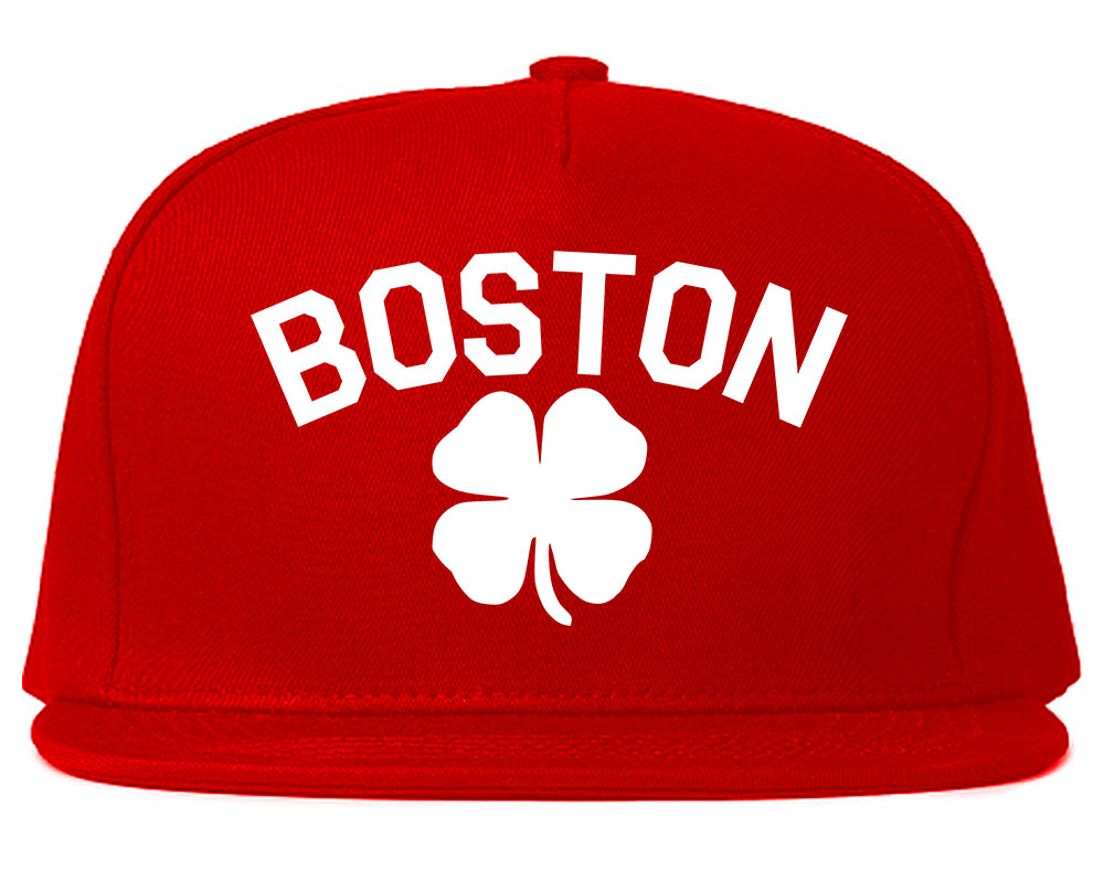 Boston Irish Four Leaf Clover Mens Snapback Hat Red