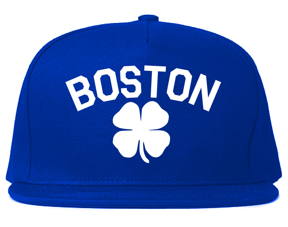 Boston Irish Four Leaf Clover Mens Snapback Hat Royal Blue