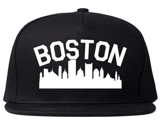 Boston Skyline Mens Snapback Hat Black