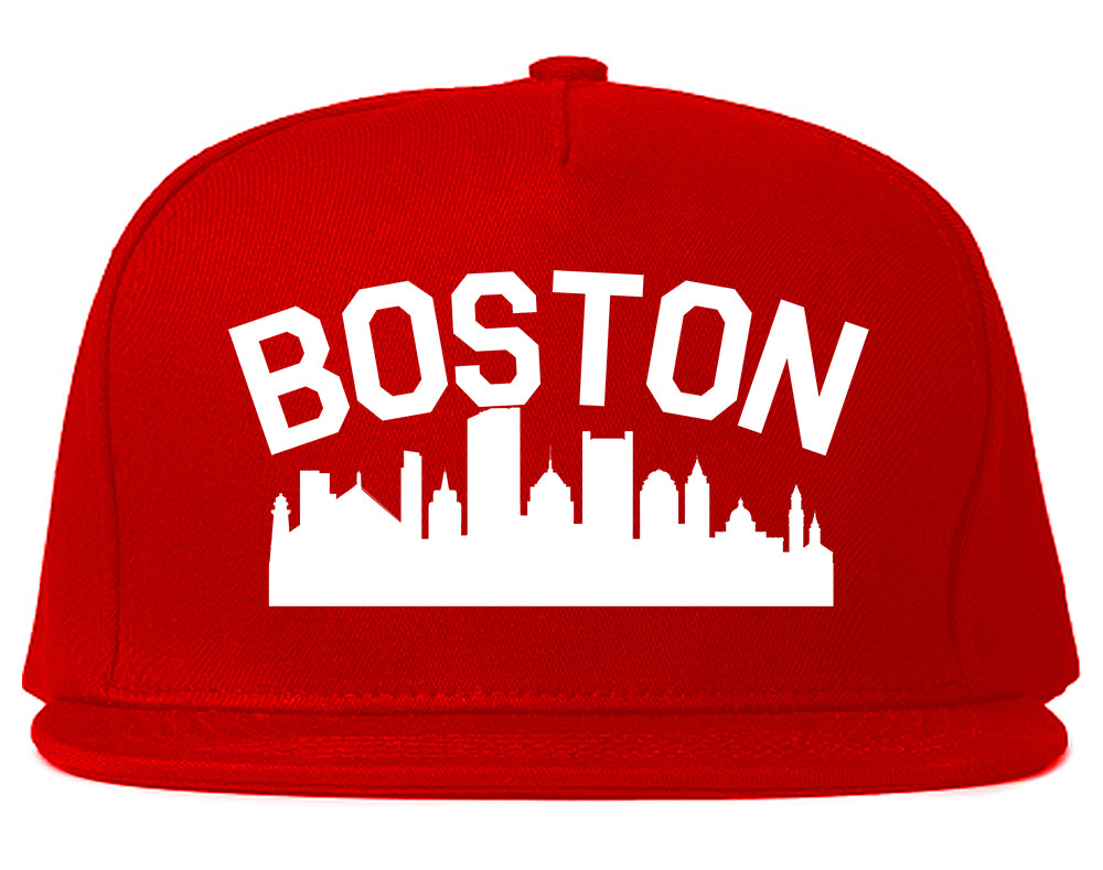 Boston Skyline Mens Snapback Hat Red